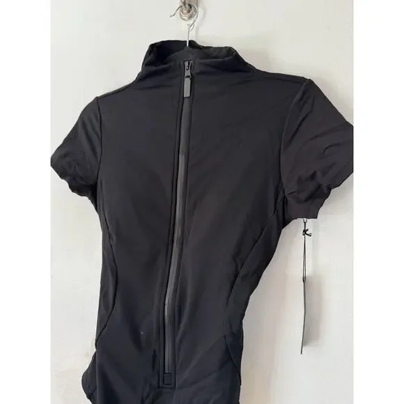 NWT TA3 Short Sleeve Surfy One Piece Corset Swimsuit Black Medium Short - Picture 6 of 11